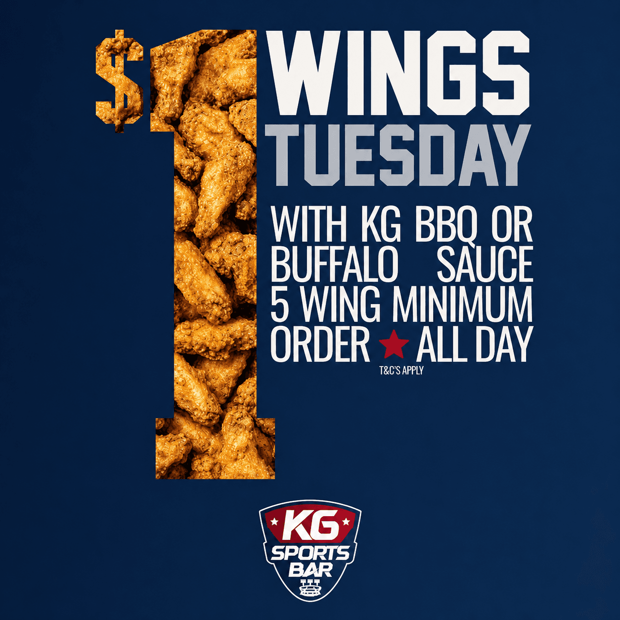 $1 Wings Tuesday poster art