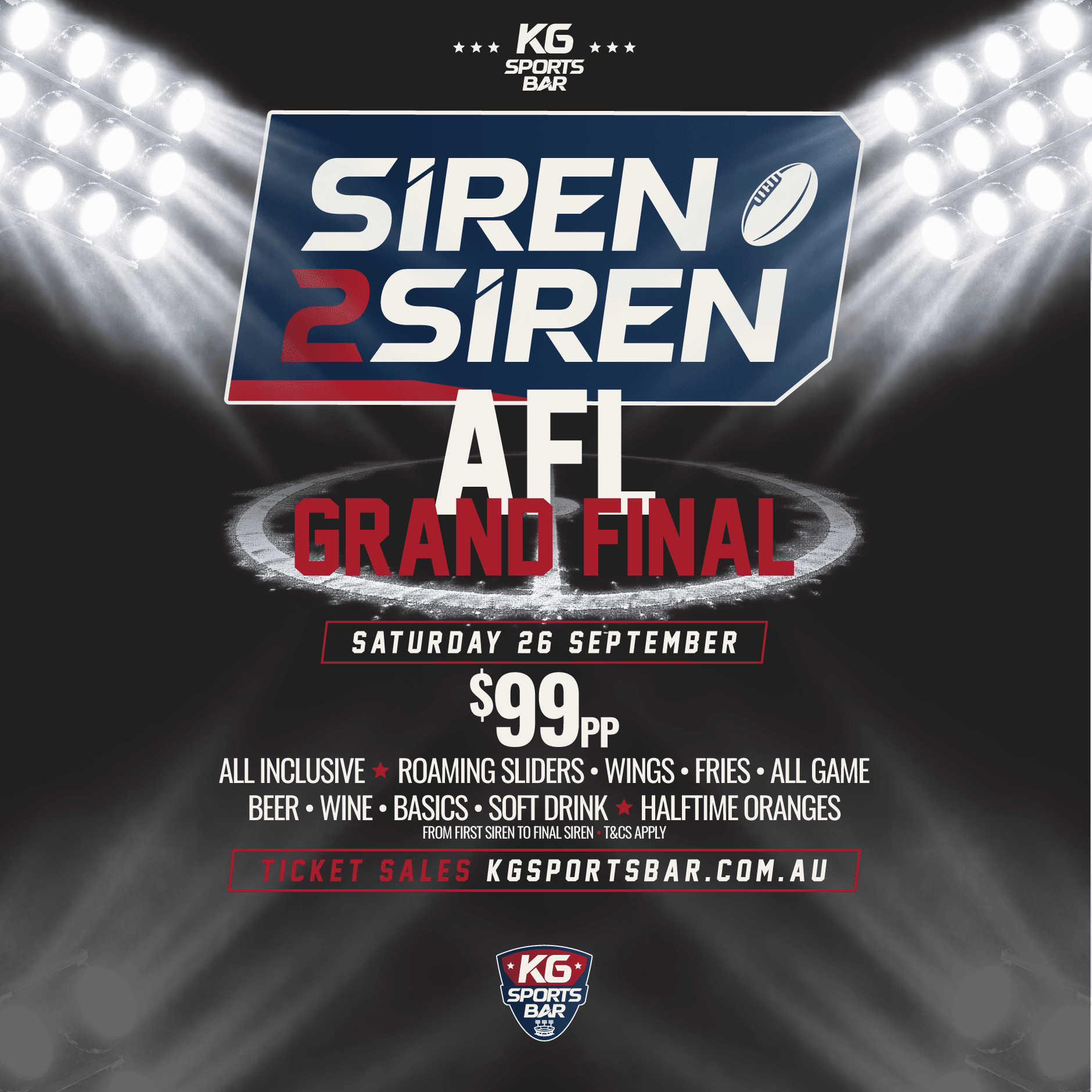 Siren 2 Siren AFL Grand Final 2026 event poster